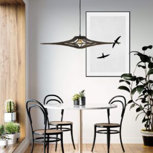 Suspension SINGING BLACK – Ø 90 cm – Bois noir mat & élastique