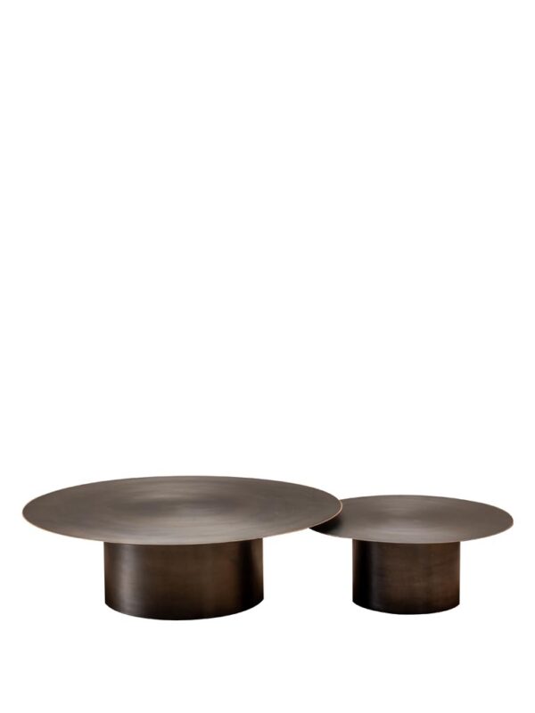 Set de 2 tables basses CALGARY – Fer vieilli – Ø 120 cm – Image 2