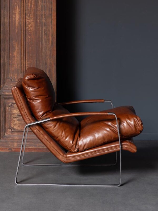 Fauteuil Cuir brun – Image 4