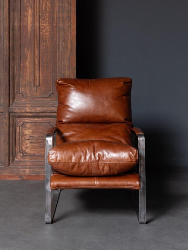 Fauteuil Cuir brun – Image 2
