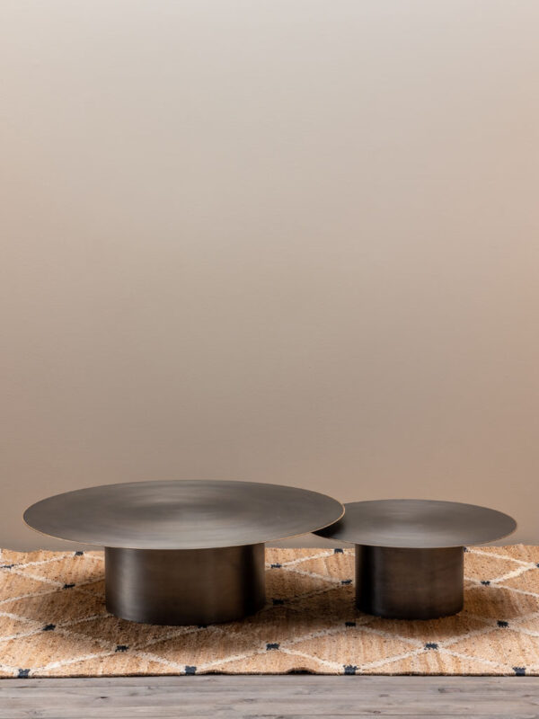 Set de 2 tables basses CALGARY – Fer vieilli – Ø 120 cm