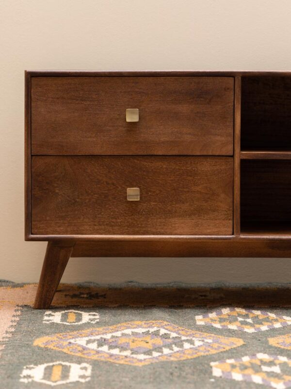 Meuble TV FARRAH – Bois de manguier & laiton – L. 150 cm – Image 3