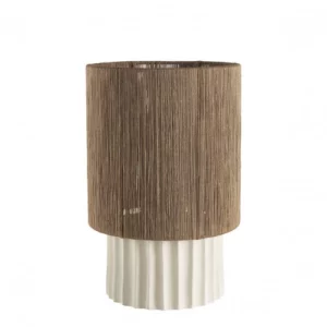 Lampe OLYMPE – Céramique naturelle & jute tressée – Ø 25 cm